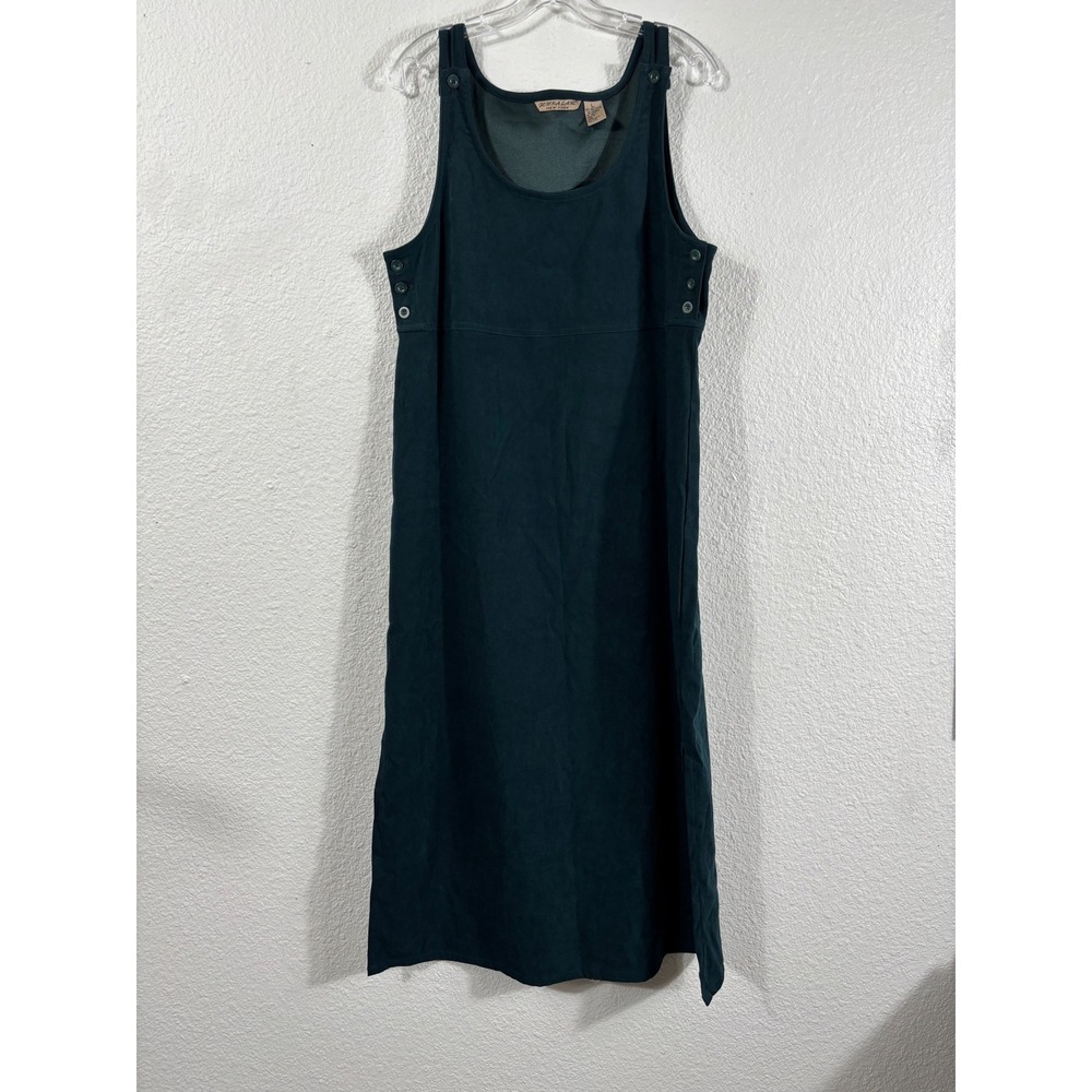 Vintage Jenna Lane New York Dark Green Faux Suede Overall Maxi Dress Large